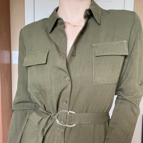 Green Linen Jumpsuit - Picture 2 of 7